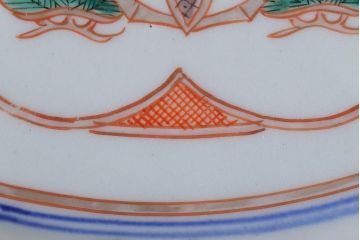 アンティーク雑貨　古民具・骨董　明治〜大正期　色絵錦手楕円皿3客