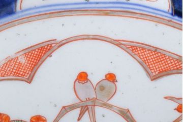 アンティーク雑貨　古民具・骨董　明治〜大正期　色絵錦手楕円皿3客