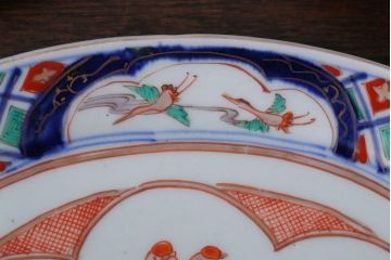 アンティーク雑貨　古民具・骨董　明治〜大正期　色絵錦手楕円皿3客(2)