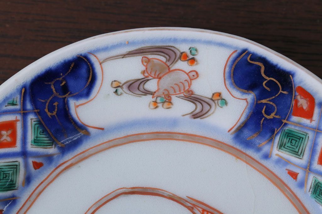 アンティーク雑貨　古民具・骨董　明治〜大正期　色絵錦手楕円皿3客(2)