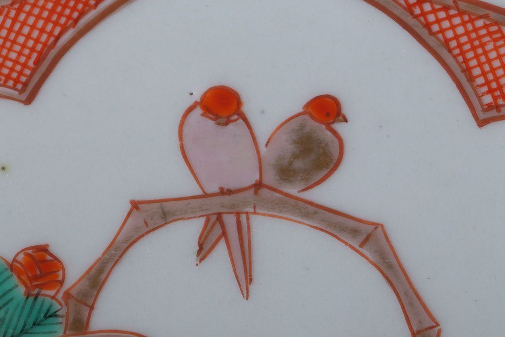 アンティーク雑貨　古民具・骨董　明治〜大正期　色絵錦手楕円皿3客(2)