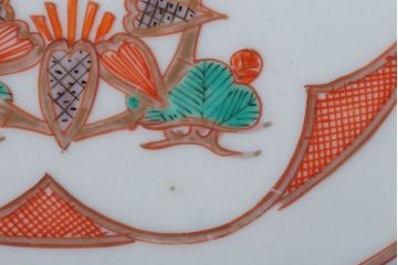 アンティーク雑貨　古民具・骨董　明治〜大正期　色絵錦手楕円皿3客(2)