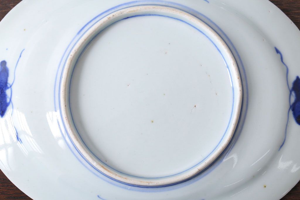 アンティーク雑貨　古民具・骨董　明治〜大正期　色絵錦手楕円皿3客(2)