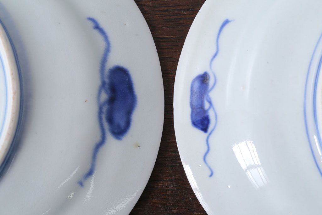 アンティーク雑貨　古民具・骨董　明治〜大正期　色絵錦手楕円皿3客(2)