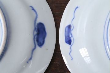 アンティーク雑貨　古民具・骨董　明治〜大正期　色絵錦手楕円皿3客(2)