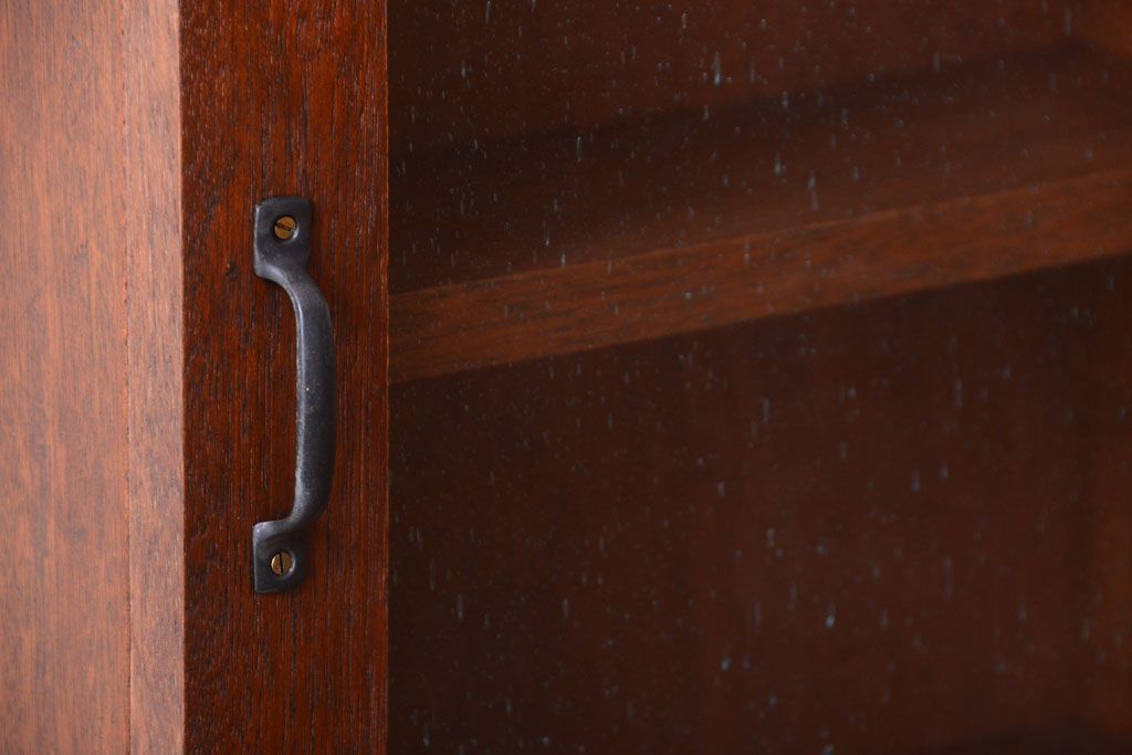 アンティーク家具　アンティーク　気泡ガラス入り!古い木製のお洒落な縦型壁掛け戸棚(2)