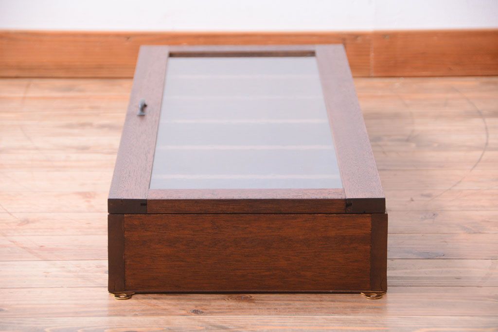 アンティーク家具　アンティーク　気泡ガラス入り!古い木製のお洒落な縦型壁掛け戸棚(2)