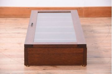 アンティーク家具　アンティーク　気泡ガラス入り!古い木製のお洒落な縦型壁掛け戸棚(2)