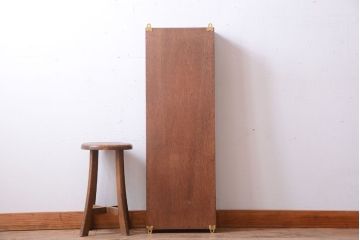 アンティーク家具　アンティーク　モールガラス入り!古い木製のお洒落な縦型壁掛け戸棚(1)