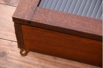 アンティーク家具　アンティーク　モールガラス入り!古い木製のお洒落な縦型壁掛け戸棚(1)