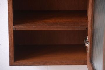 アンティーク家具　アンティーク　モールガラス入り!古い木製のお洒落な縦型壁掛け戸棚(3)