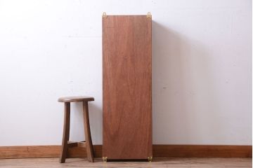 アンティーク家具　アンティーク　モールガラス入り!古い木製のお洒落な縦型壁掛け戸棚(3)