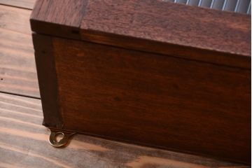 アンティーク家具　アンティーク　モールガラス入り!古い木製のお洒落な縦型壁掛け戸棚(3)