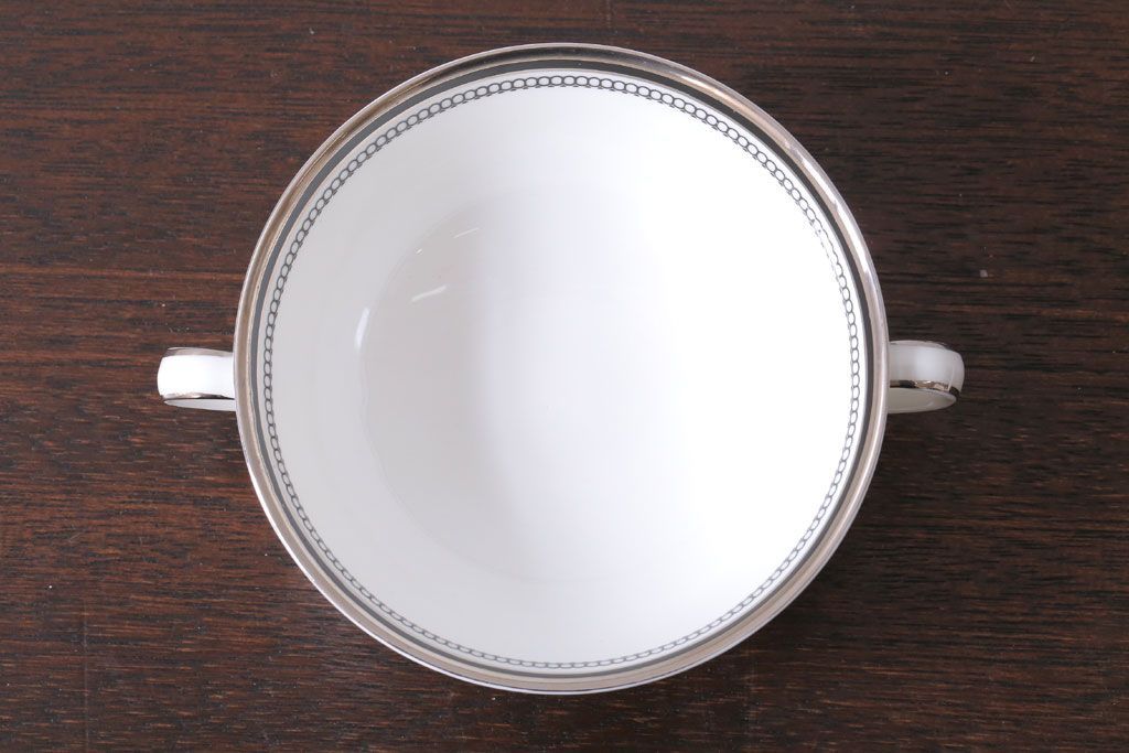 アンティーク雑貨　中古 イギリス ROYAL DOULTON(ロイヤルドルトン) SARABANDE(サラバンド)ダブルハンドルスープカップ&ソーサー(洋食器)