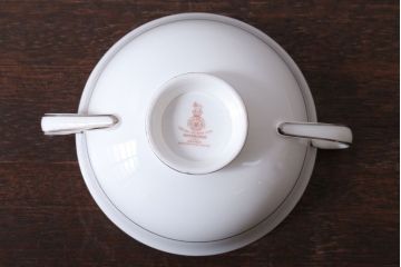 アンティーク雑貨　中古 イギリス ROYAL DOULTON(ロイヤルドルトン) SARABANDE(サラバンド)ダブルハンドルスープカップ&ソーサー(洋食器)