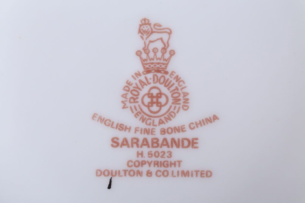 アンティーク雑貨　中古 イギリス ROYAL DOULTON(ロイヤルドルトン) SARABANDE(サラバンド)ダブルハンドルスープカップ&ソーサー(洋食器)