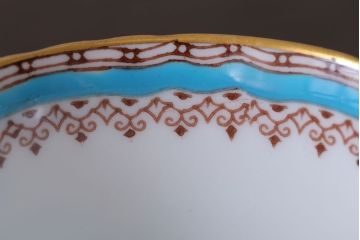アンティーク雑貨　イギリスビンテージ　CROWN STAFFORDSHIRE(クラウンスタッフォードシャー)ELLESMERE(エルズミーア)TURQUOISE(ターコイズ)カップ&ソーサー(洋食器)