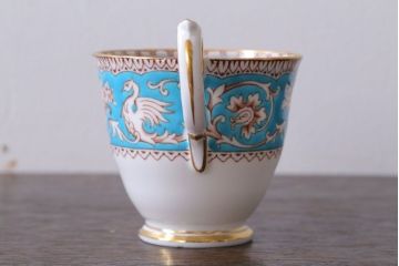 アンティーク雑貨　イギリスビンテージ　CROWN STAFFORDSHIRE(クラウンスタッフォードシャー)ELLESMERE(エルズミーア)TURQUOISE(ターコイズ)カップ&ソーサー(洋食器)