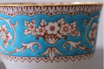 アンティーク雑貨　イギリスビンテージ　CROWN STAFFORDSHIRE(クラウンスタッフォードシャー)ELLESMERE(エルズミーア)TURQUOISE(ターコイズ)カップ&ソーサー(洋食器)