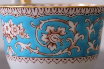 アンティーク雑貨　イギリスビンテージ　CROWN STAFFORDSHIRE(クラウンスタッフォードシャー)ELLESMERE(エルズミーア)TURQUOISE(ターコイズ)カップ&ソーサー(洋食器)