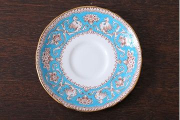 アンティーク雑貨　イギリスビンテージ　CROWN STAFFORDSHIRE(クラウンスタッフォードシャー)ELLESMERE(エルズミーア)TURQUOISE(ターコイズ)カップ&ソーサー(洋食器)