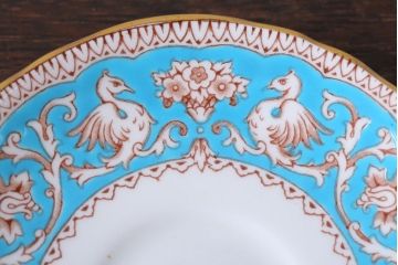 アンティーク雑貨　イギリスビンテージ　CROWN STAFFORDSHIRE(クラウンスタッフォードシャー)ELLESMERE(エルズミーア)TURQUOISE(ターコイズ)カップ&ソーサー(洋食器)