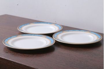 アンティーク雑貨　中古　イギリスWedgwood(ウェッジウッド)　Curzon(カーゾン)シリーズ　プレート3枚(洋食器)