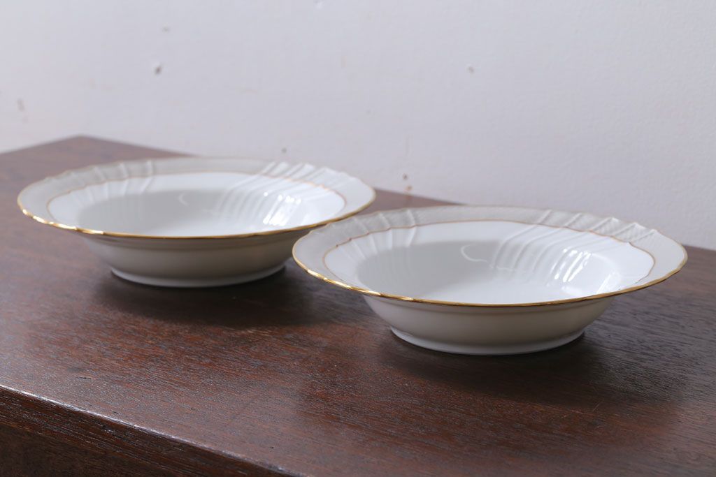 アンティーク雑貨　イタリアRichard Ginori(リチャードジノリ)　VECCHIO GRACE(ベッキオグレース)　スープ皿2枚(洋食器)