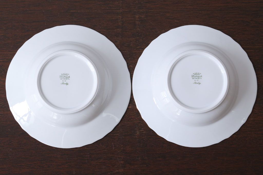 アンティーク雑貨　イタリアRichard Ginori(リチャードジノリ)　VECCHIO GRACE(ベッキオグレース)　スープ皿2枚(洋食器)