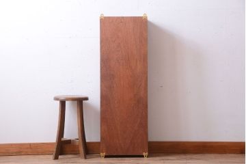 アンティーク家具　アンティーク　モールガラス入り!古い木製のお洒落な縦型壁掛け戸棚