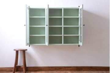 アンティーク家具　アンティークペイント　壁掛けキャビネット(収納棚)(2)