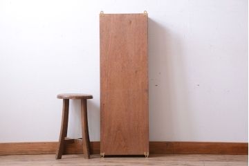 アンティーク家具　アンティーク　気泡ガラス扉!古い木製のお洒落な縦型壁掛け戸棚(2)