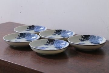 アンティーク雑貨　古民具・骨董　大正〜昭和初期!唐獅子牡丹　小皿5枚(伊万里)