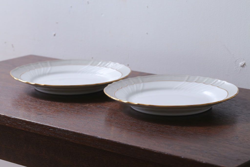 アンティーク雑貨　中古　イタリアRichard Ginori(リチャードジノリ)　ベッキオグレース　プレート2枚セット(洋食器)