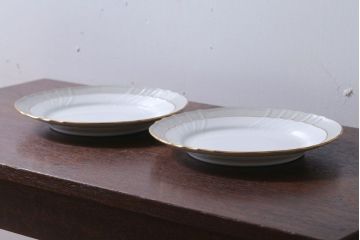 アンティーク雑貨　中古　イタリアRichard Ginori(リチャードジノリ)　ベッキオグレース　プレート2枚セット(洋食器)