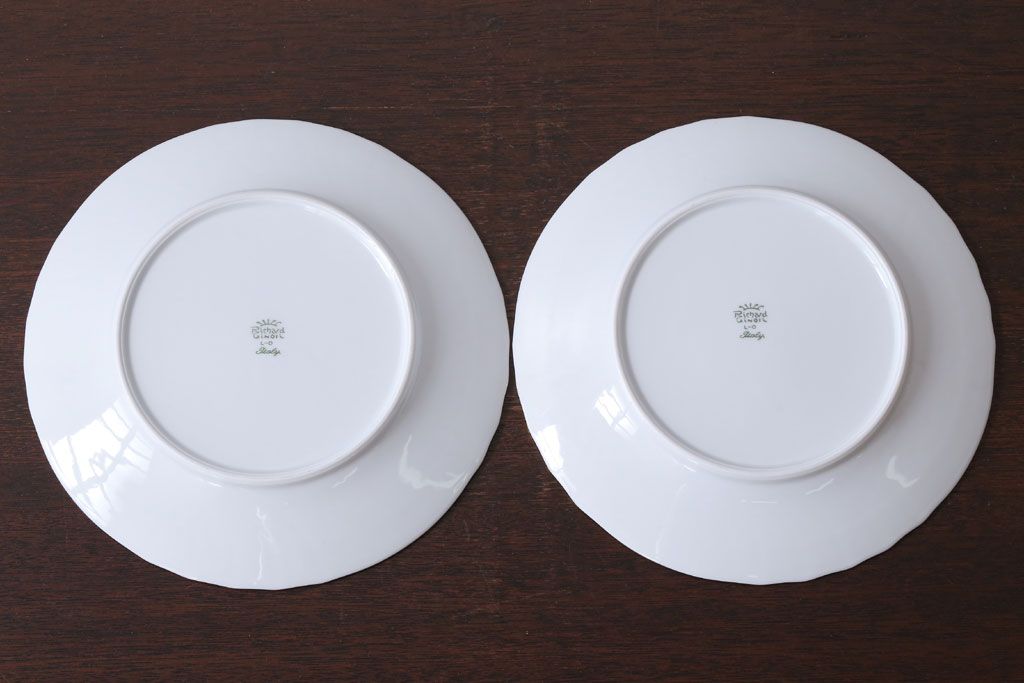 アンティーク雑貨　中古　イタリアRichard Ginori(リチャードジノリ)　ベッキオグレース　プレート2枚セット(洋食器)