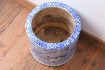 アンティーク雑貨　古民具・骨董　山水図　アンティーク瀬戸火鉢