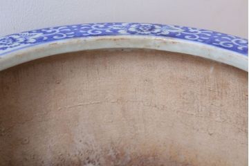 アンティーク雑貨　古民具・骨董　山水図　アンティーク瀬戸火鉢