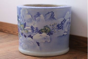 アンティーク雑貨　古民具・骨董　山水図　アンティーク瀬戸火鉢