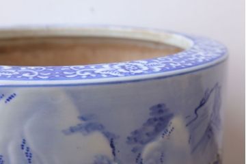 アンティーク雑貨　古民具・骨董　山水図　アンティーク瀬戸火鉢