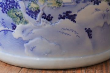 アンティーク雑貨　古民具・骨董　山水図　アンティーク瀬戸火鉢