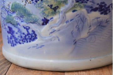 アンティーク雑貨　古民具・骨董　山水図　アンティーク瀬戸火鉢