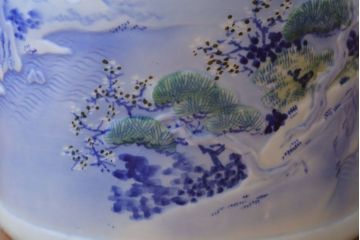 アンティーク雑貨　古民具・骨董　山水図　アンティーク瀬戸火鉢