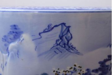 アンティーク雑貨　古民具・骨董　山水図　アンティーク瀬戸火鉢