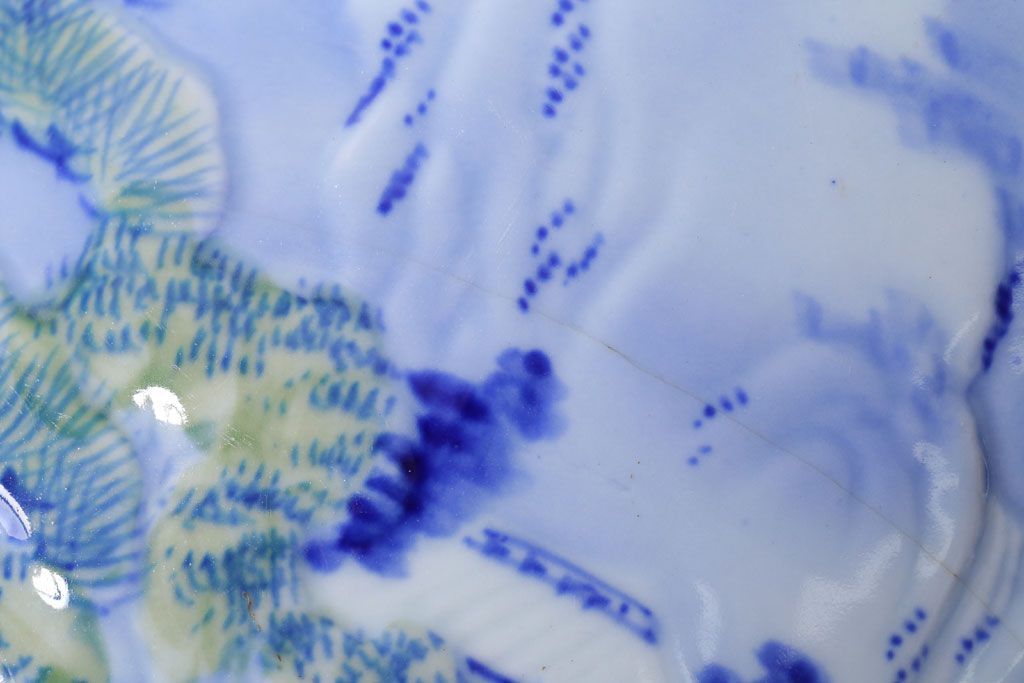 アンティーク雑貨　古民具・骨董　山水図　アンティーク瀬戸火鉢