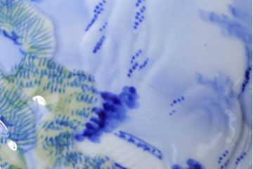 アンティーク雑貨　古民具・骨董　山水図　アンティーク瀬戸火鉢