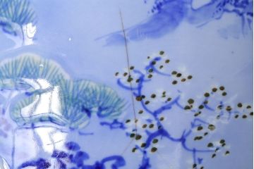 アンティーク雑貨　古民具・骨董　山水図　アンティーク瀬戸火鉢