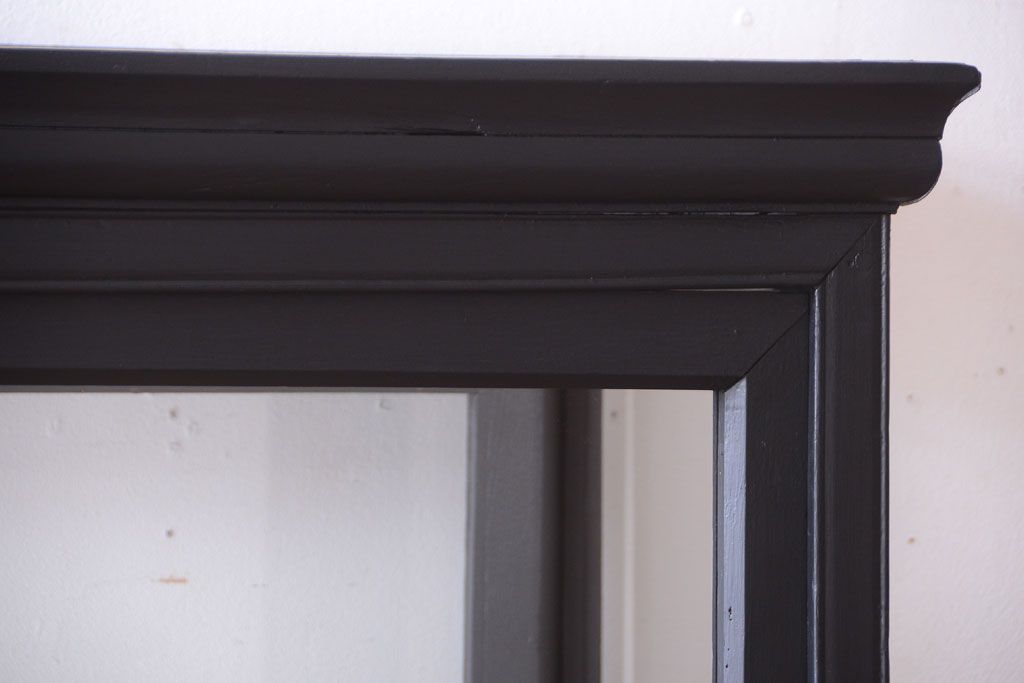 アンティーク家具　大正ロマン　つや消しブラックペイントのアンティークガラスケース