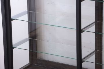 アンティーク家具　大正ロマン　つや消しブラックペイントのアンティークガラスケース