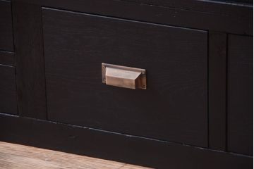 アンティーク家具　大正ロマン　つや消しブラックペイントのアンティークガラスケース